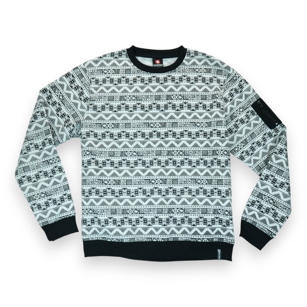 Southpole‎ Sweater Women's XXL White Black Tribal Print Raglan Sleeve Pullover
